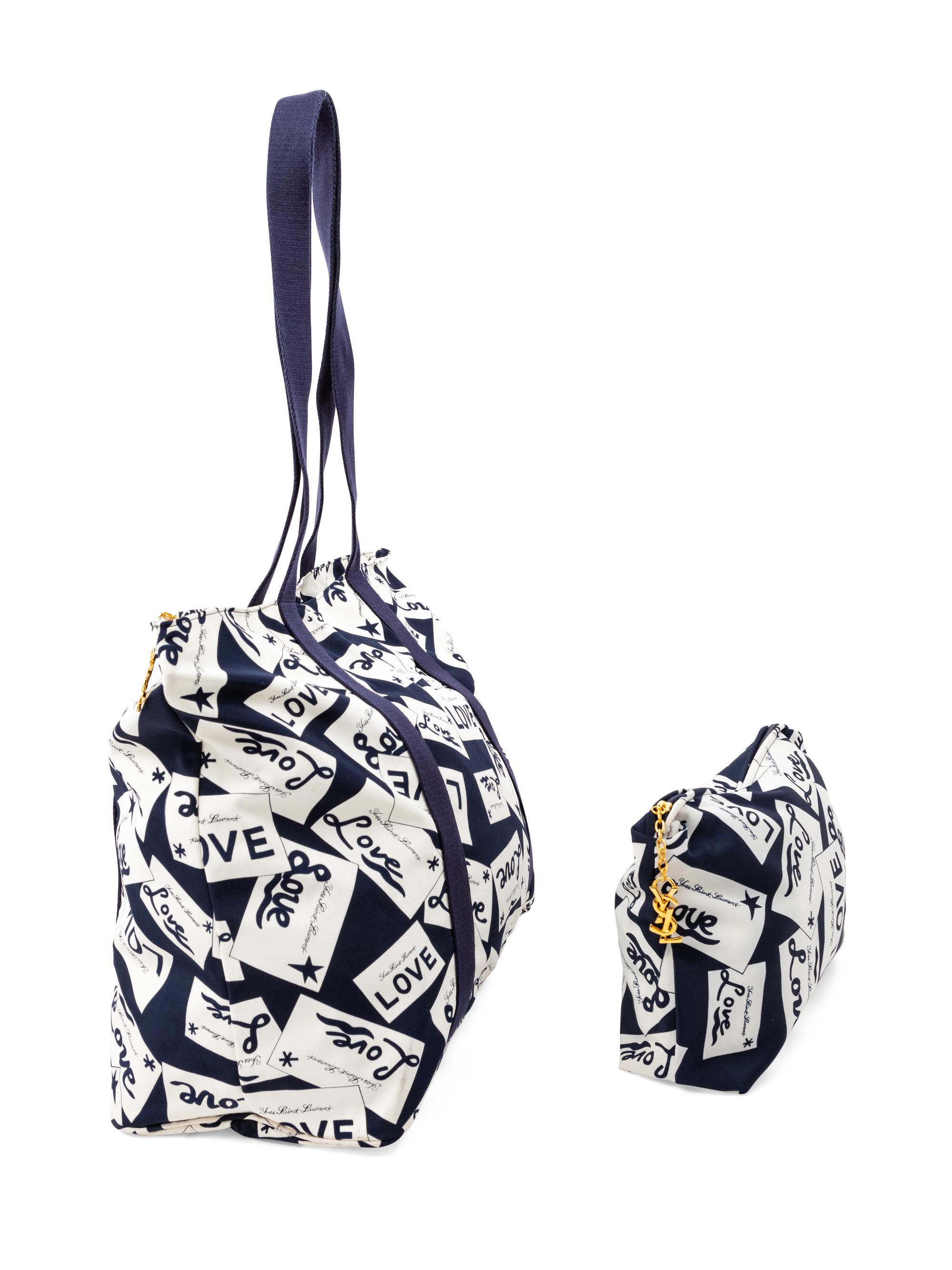 Yves Saint Laurent 'Love Notes' Travel Tote with Matching Makeup Bag, 1980-90s