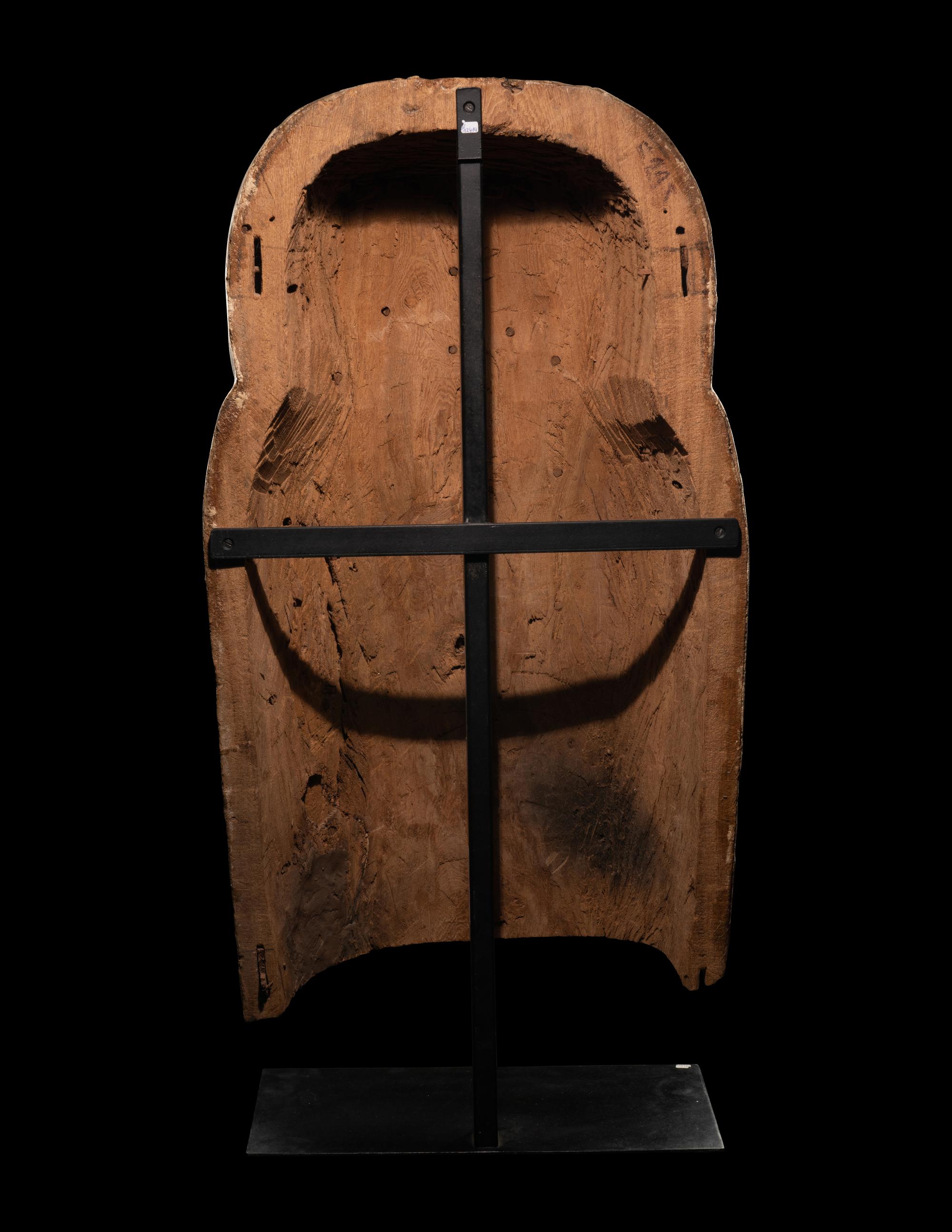 An Egyptian Polychrome Wood Mummy Mask
