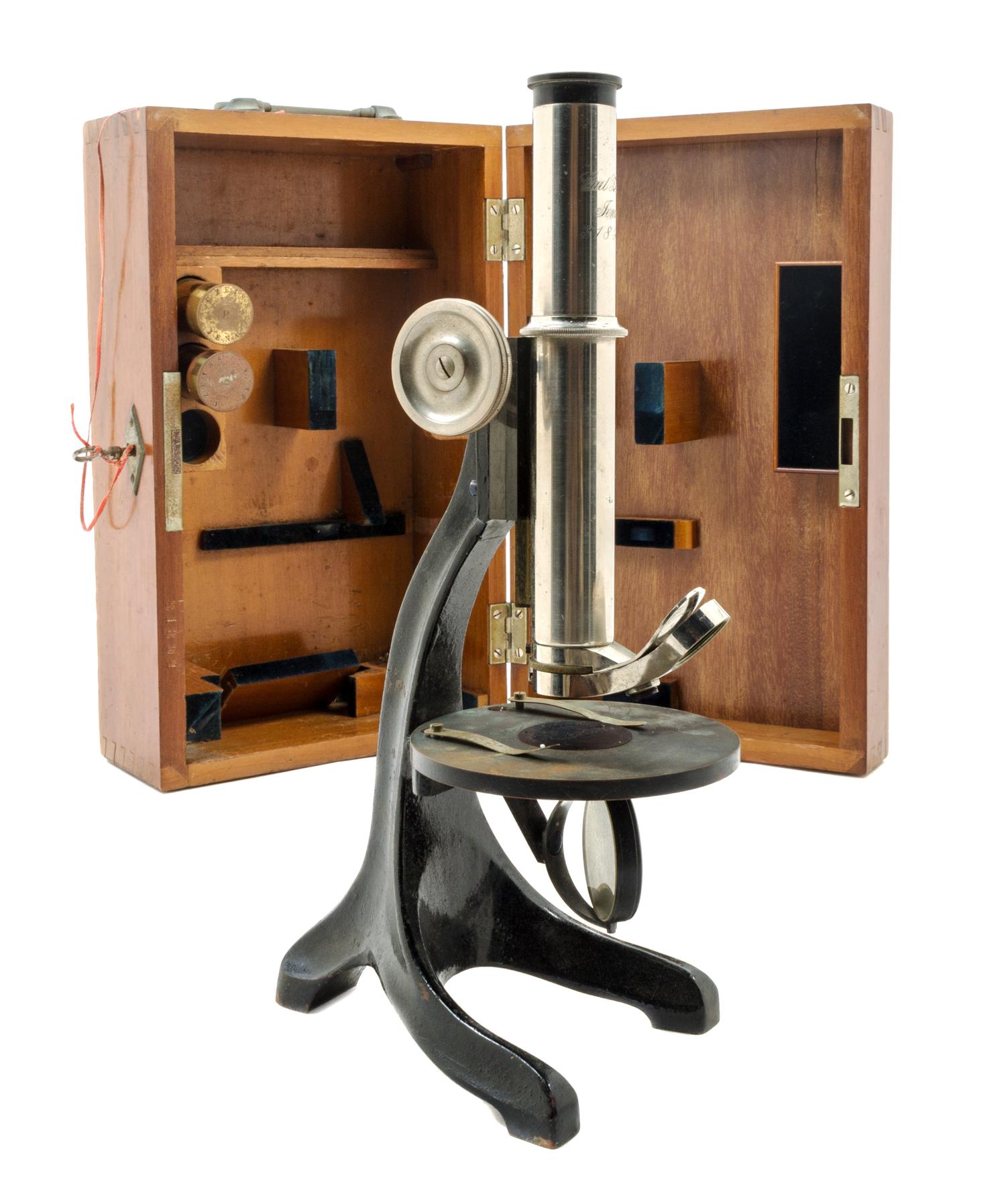 A German Nickel-Plated and Black Lacquered Microscope Height 12 inches. — CARL ZEISS, LATE 19TH/EARLY 20TH CENTURY CENTURY