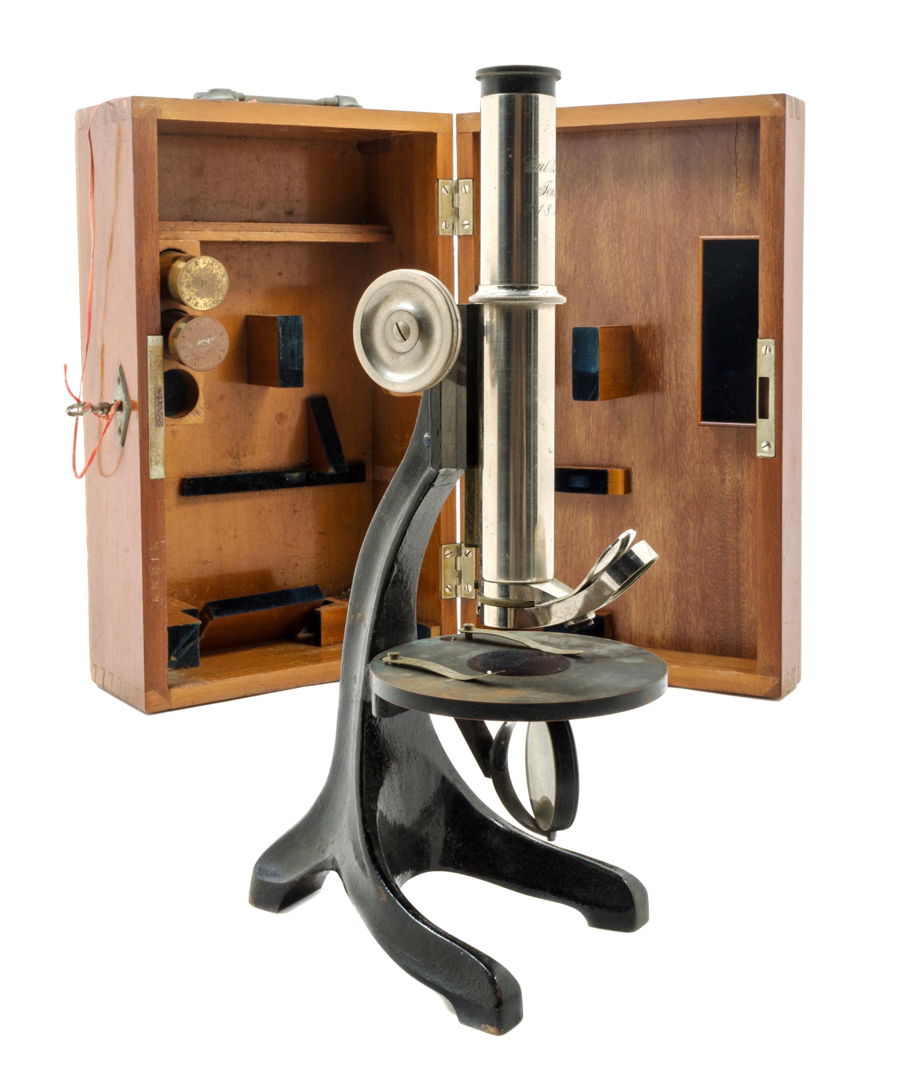 A German Nickel-Plated and Black Lacquered Microscope Height 12 inches. — CARL ZEISS, LATE 19TH/EARLY 20TH CENTURY CENTURY