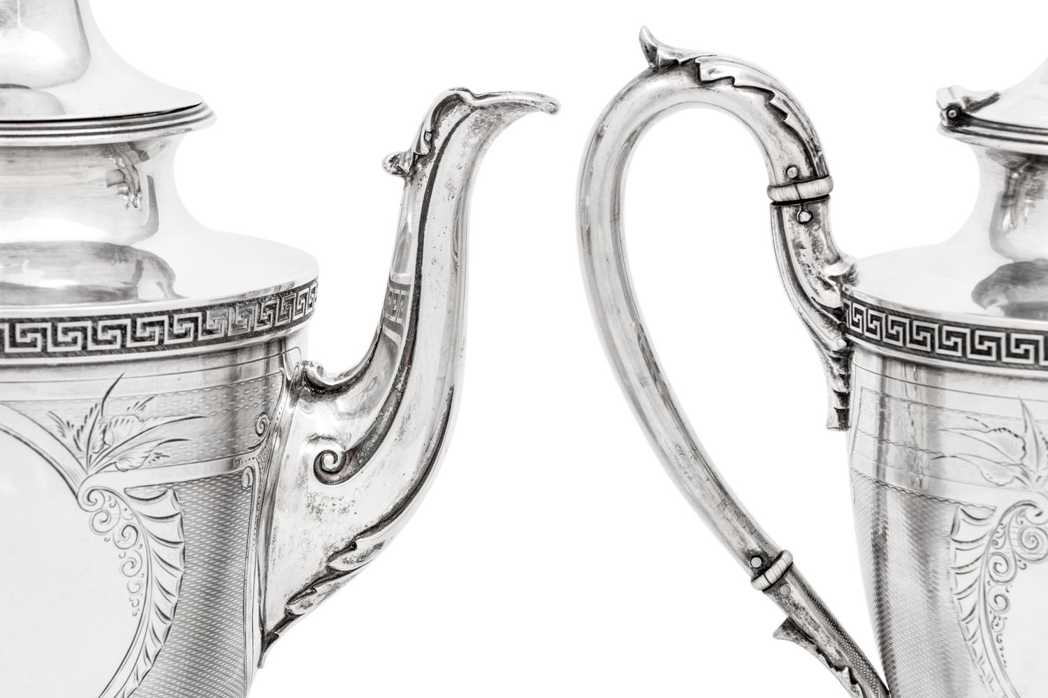 A Pair of American Coin Silver Coffee Pots