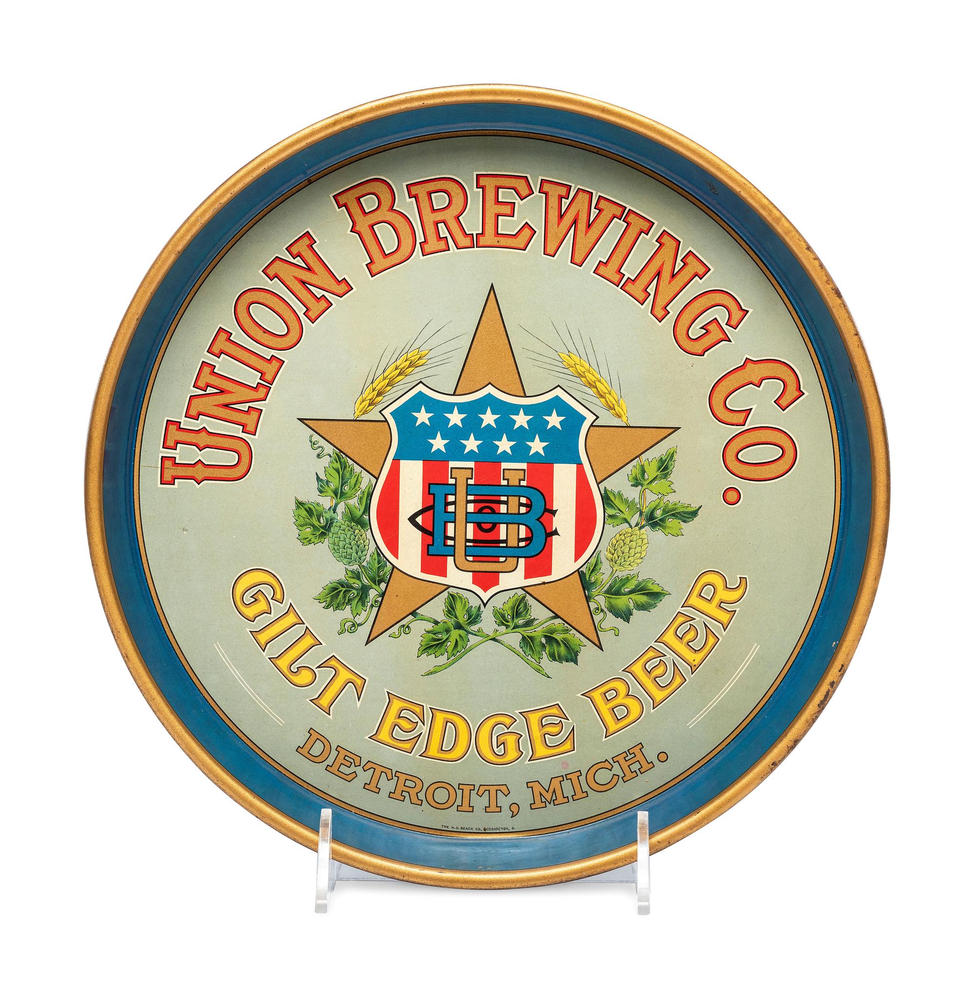 A Union Brewing Company Tin Lithograph Advertising Tray