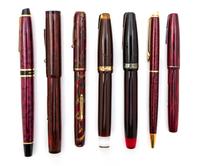 A Collection of Seven Waterman Writing Instruments Length of longest 5 5/8 inches.