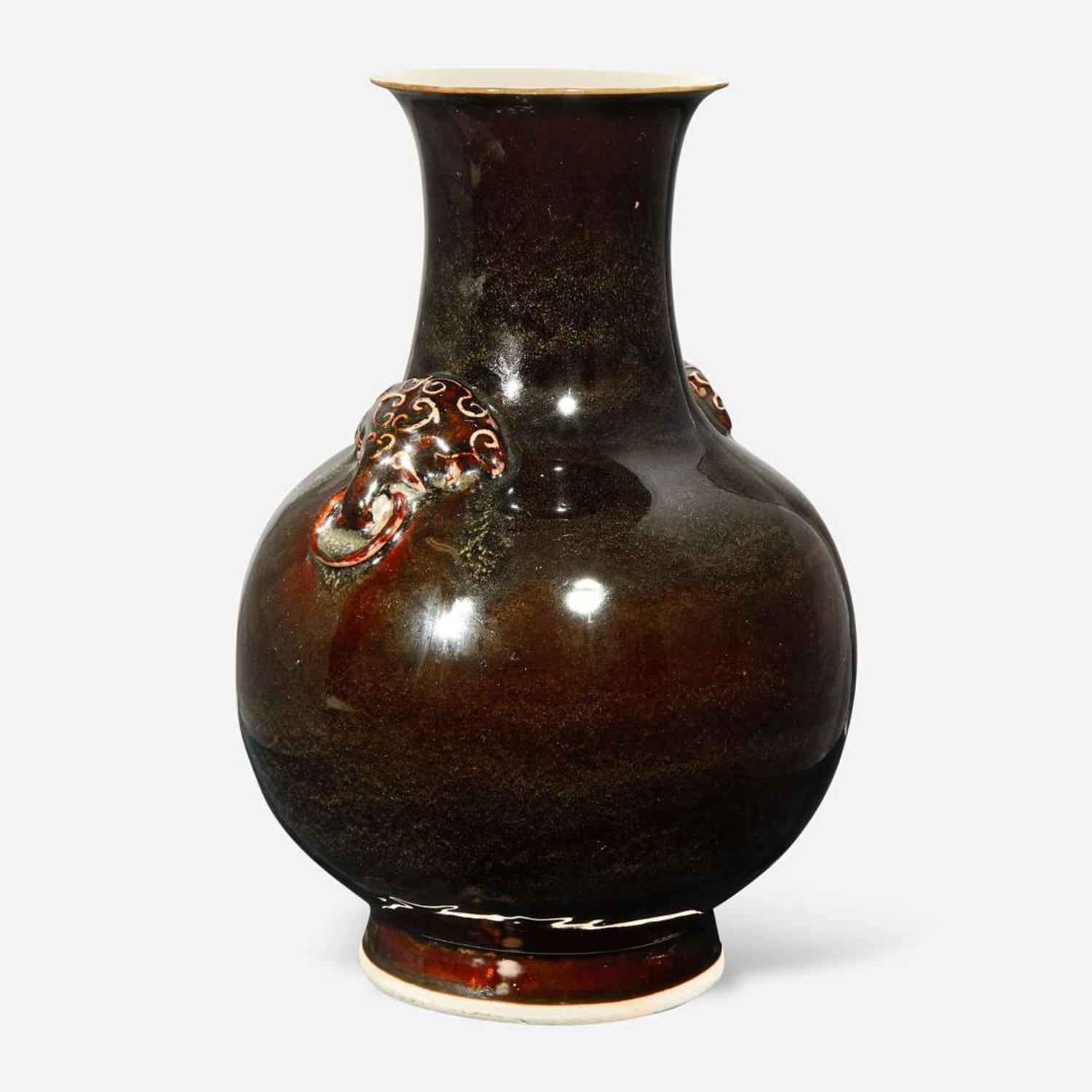 A Chinese mirror black and russet brown porcelain baluster vase 18th / 19th century
