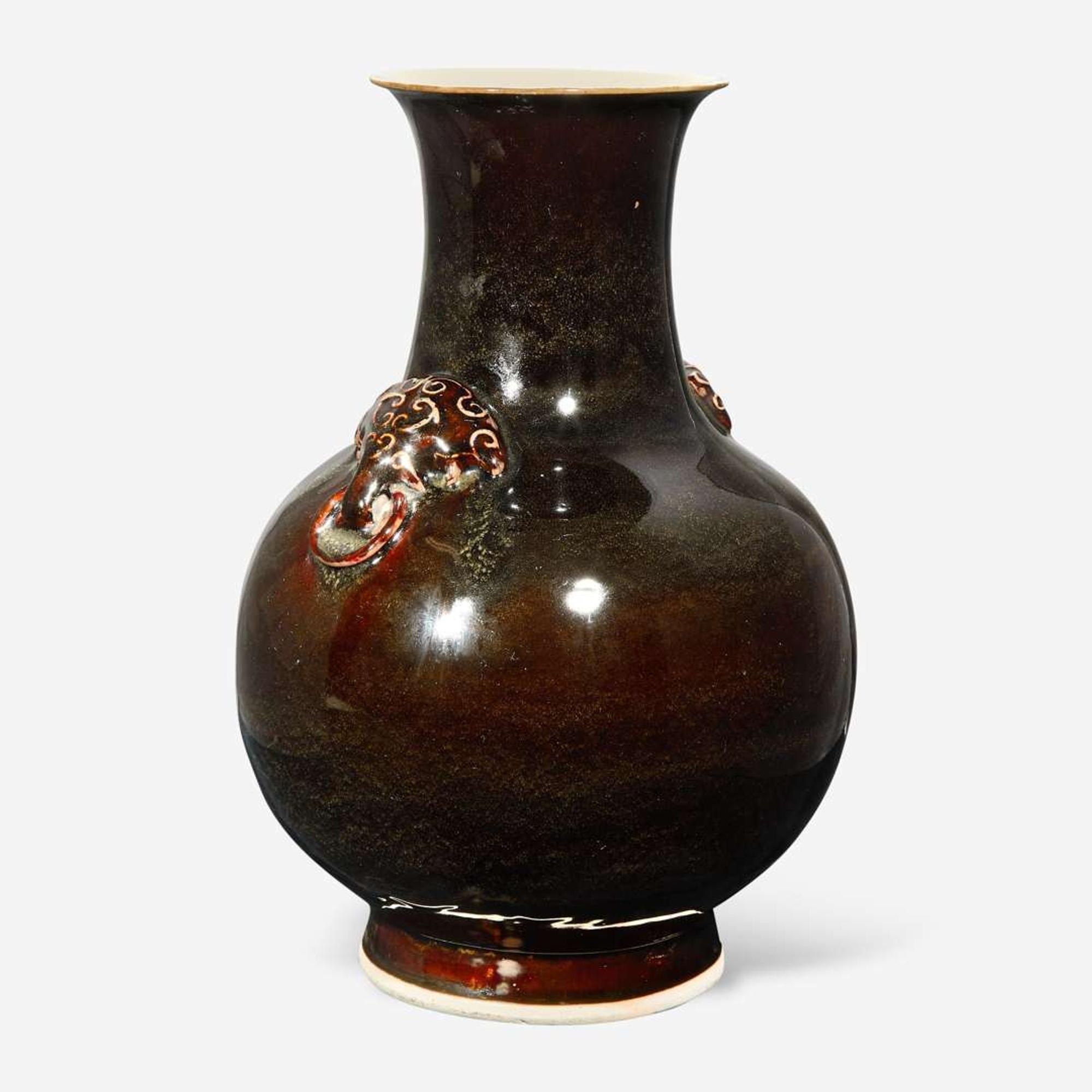 A Chinese mirror black and russet brown porcelain baluster vase 18th / 19th century