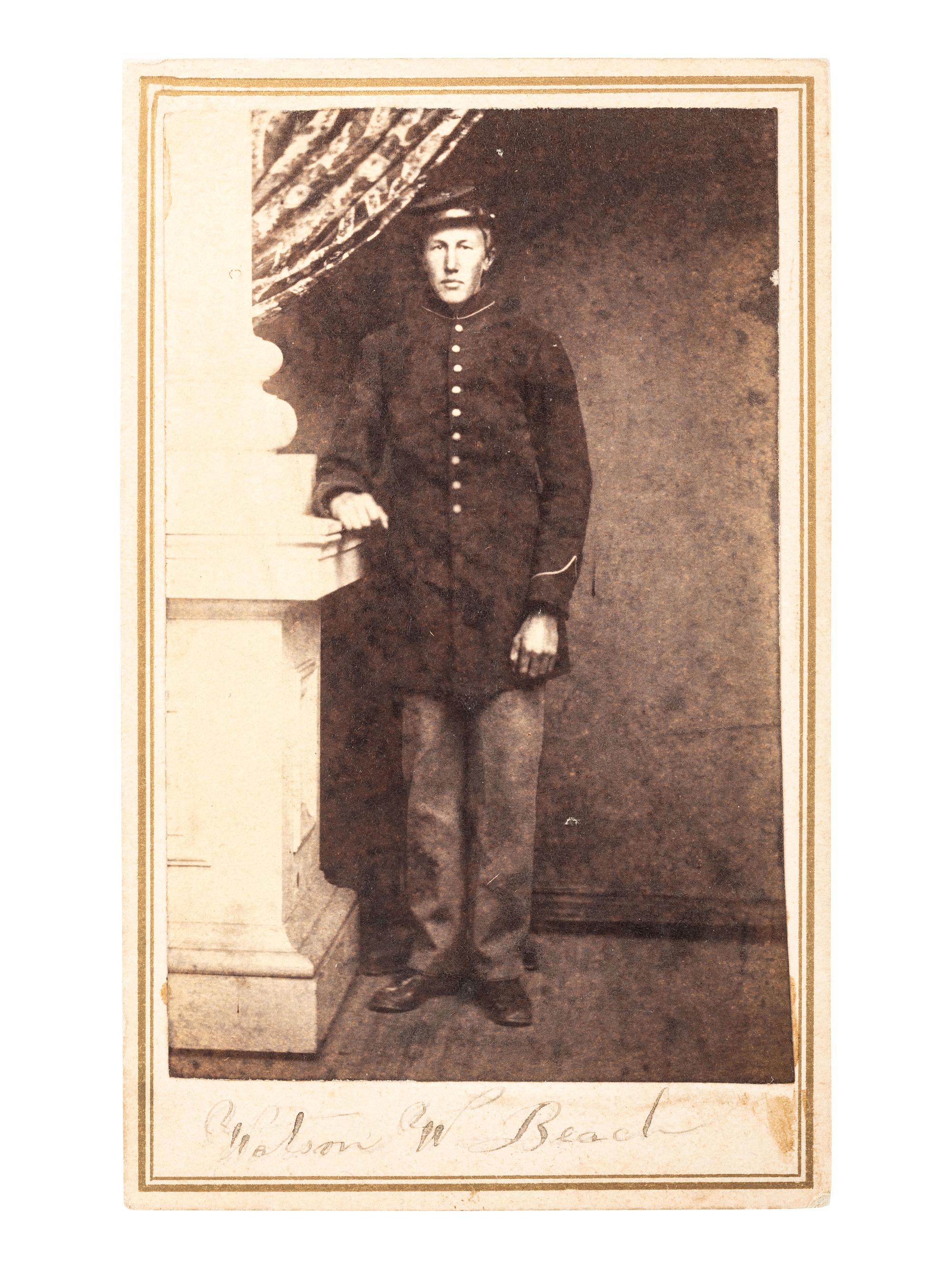 [CIVIL WAR]. Sixth plate tintype and CDV of Pvt. Watson W. Beach, 117th New York Infantry Regiment.