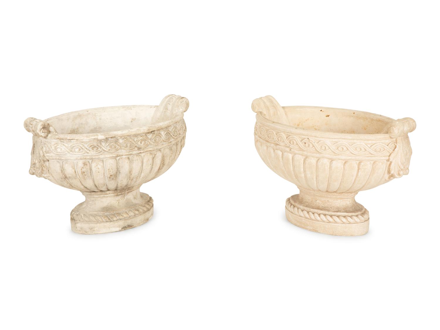 Four Cast Stone And Resin Planters