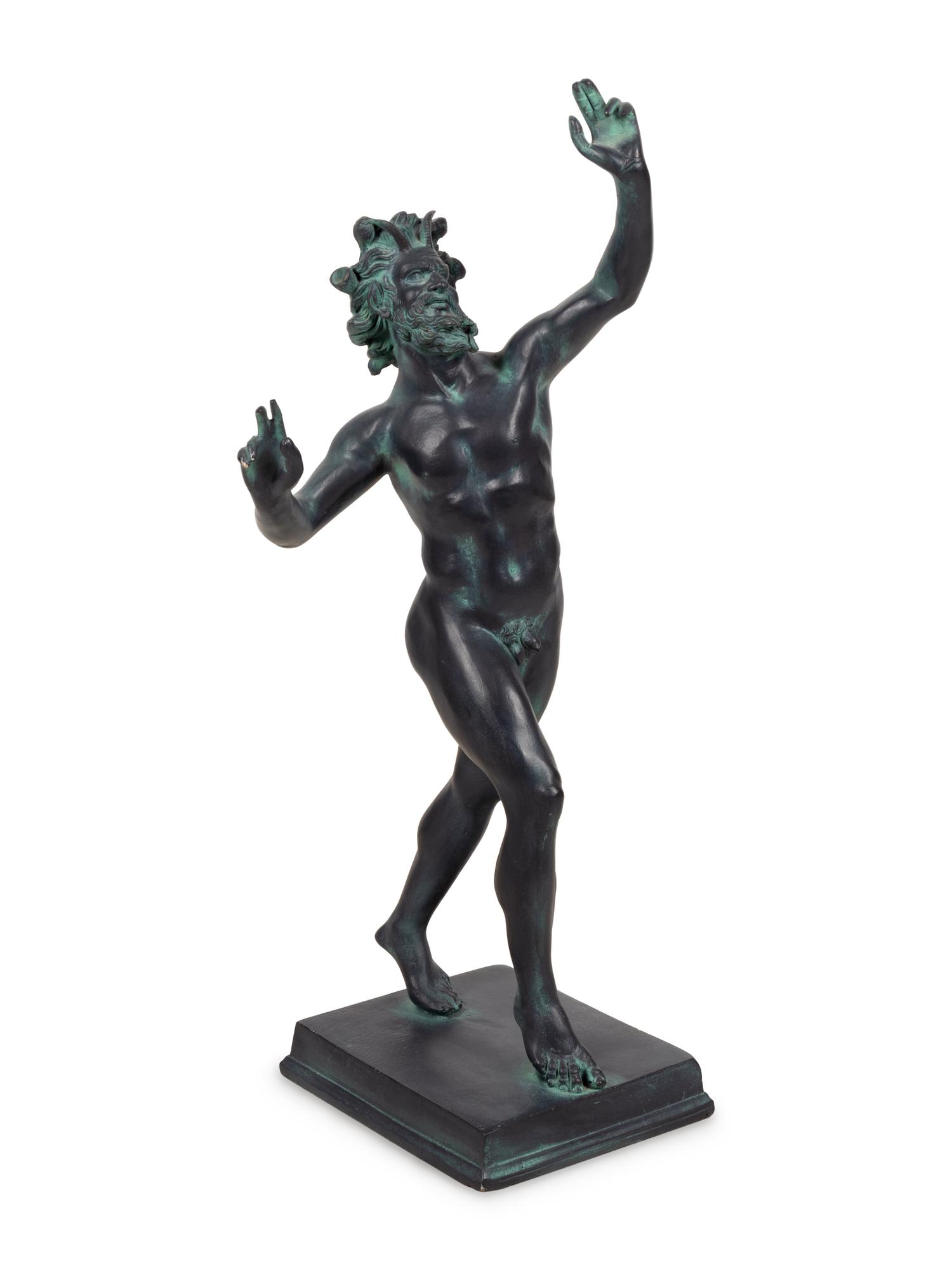 A Patinated Cast Resin Figure of the Faun of Pompeii