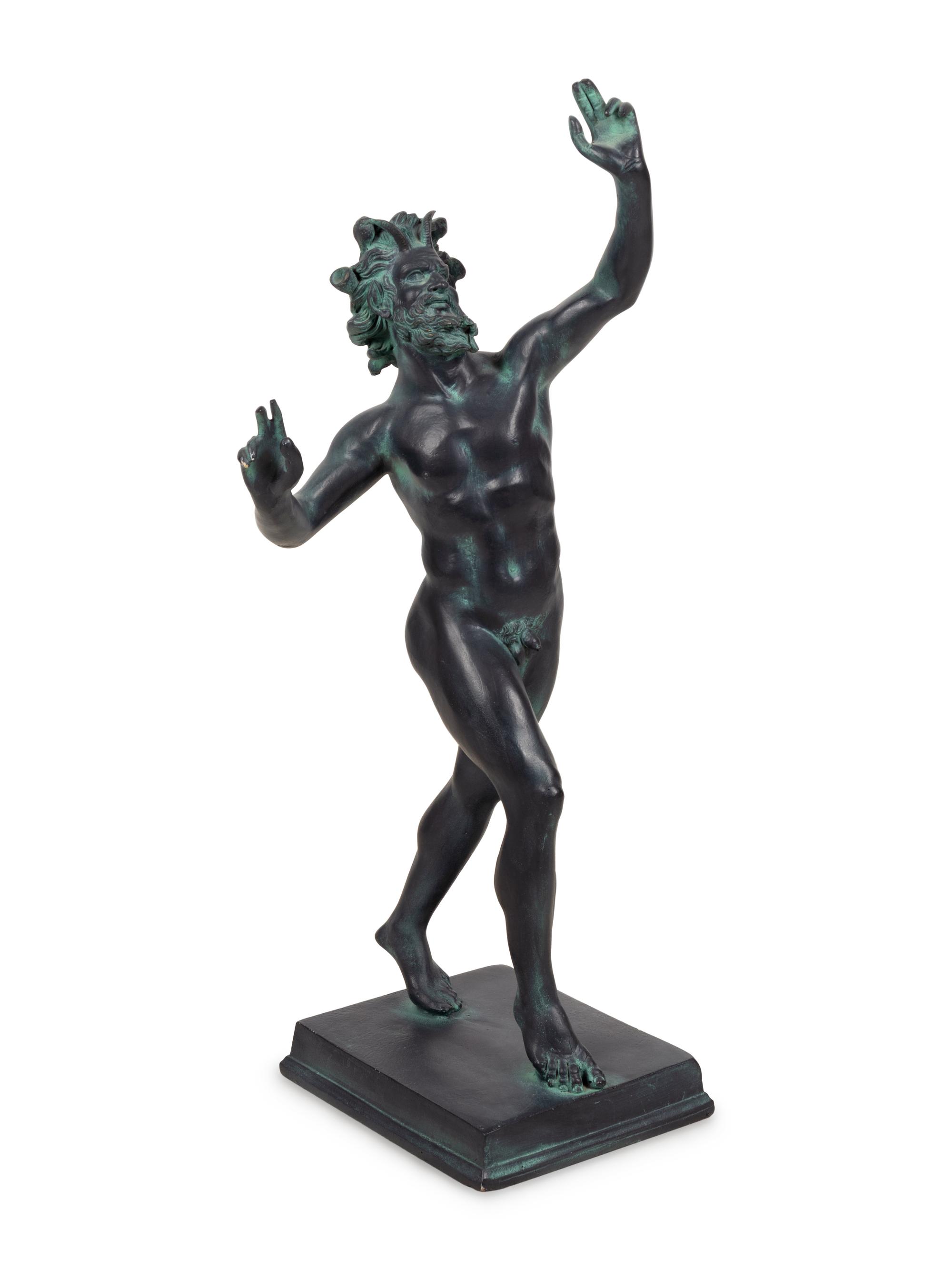 A Patinated Cast Resin Figure of the Faun of Pompeii