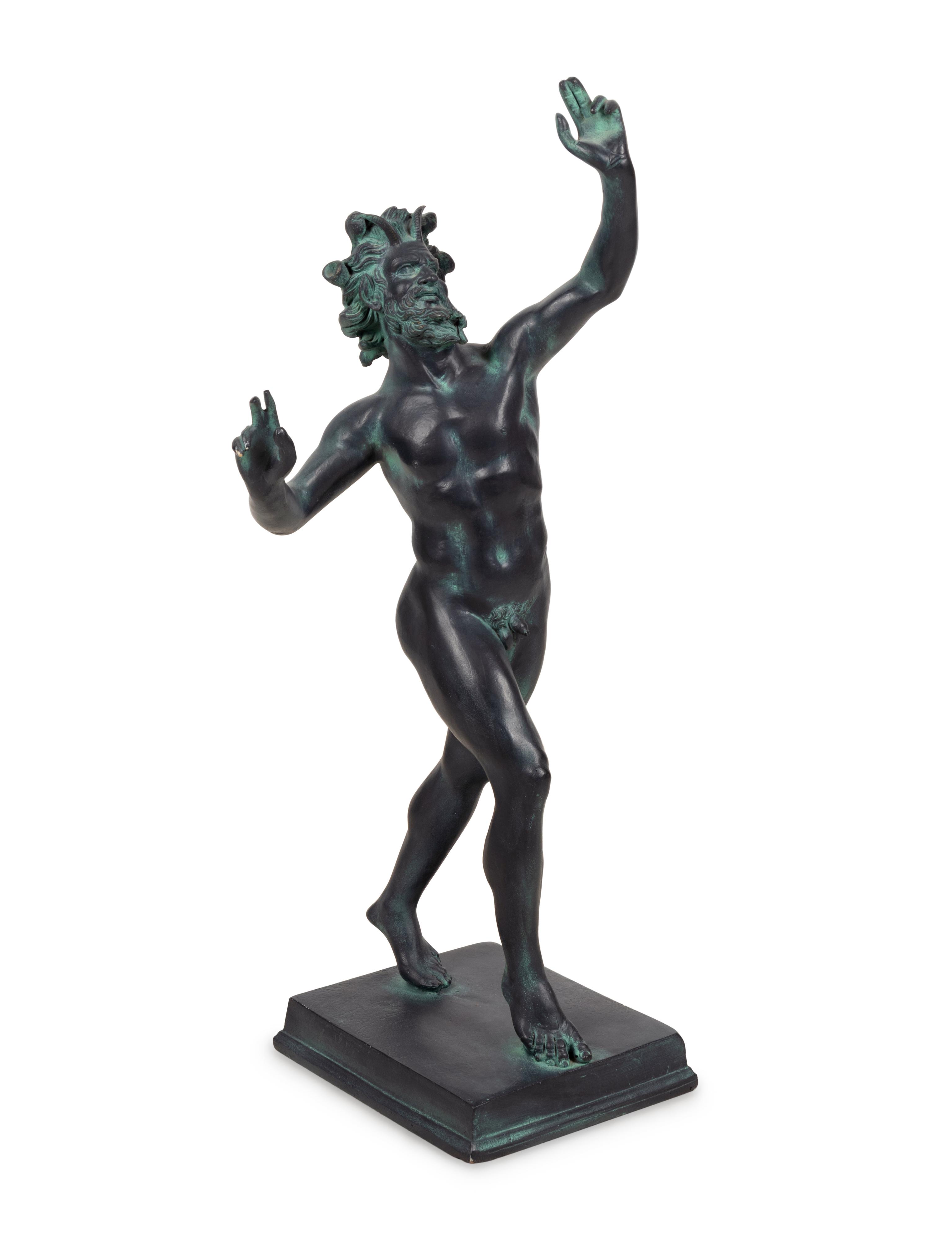 A Patinated Cast Resin Figure of the Faun of Pompeii