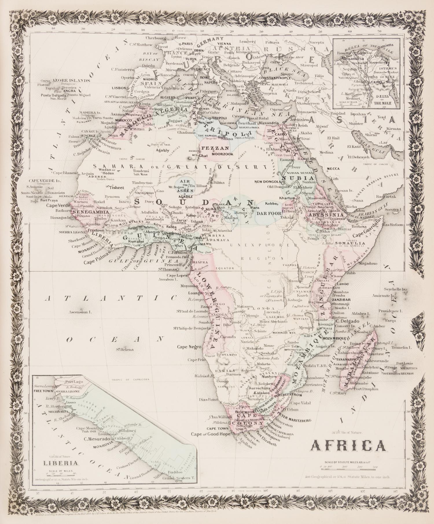 (ATLAS) COLTON, G.W. Colton's Illustrated Cabinet Atlas and Descriptive Geography. New York, 1862.
