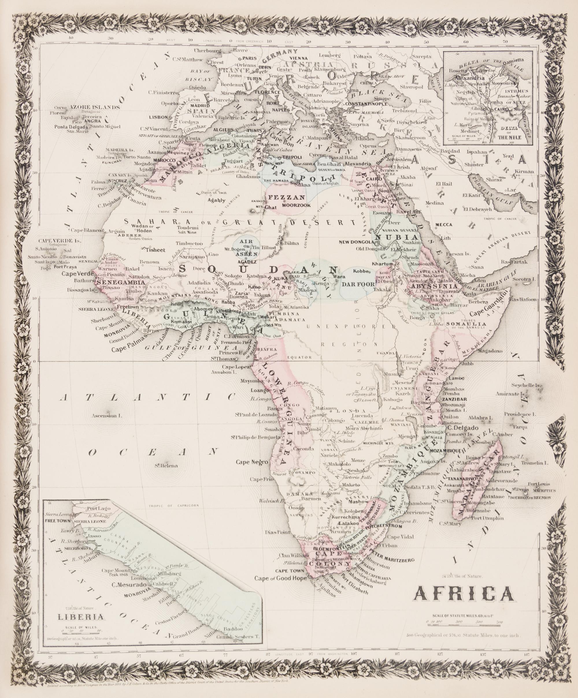 (ATLAS) COLTON, G.W. Colton's Illustrated Cabinet Atlas and Descriptive Geography. New York, 1862.