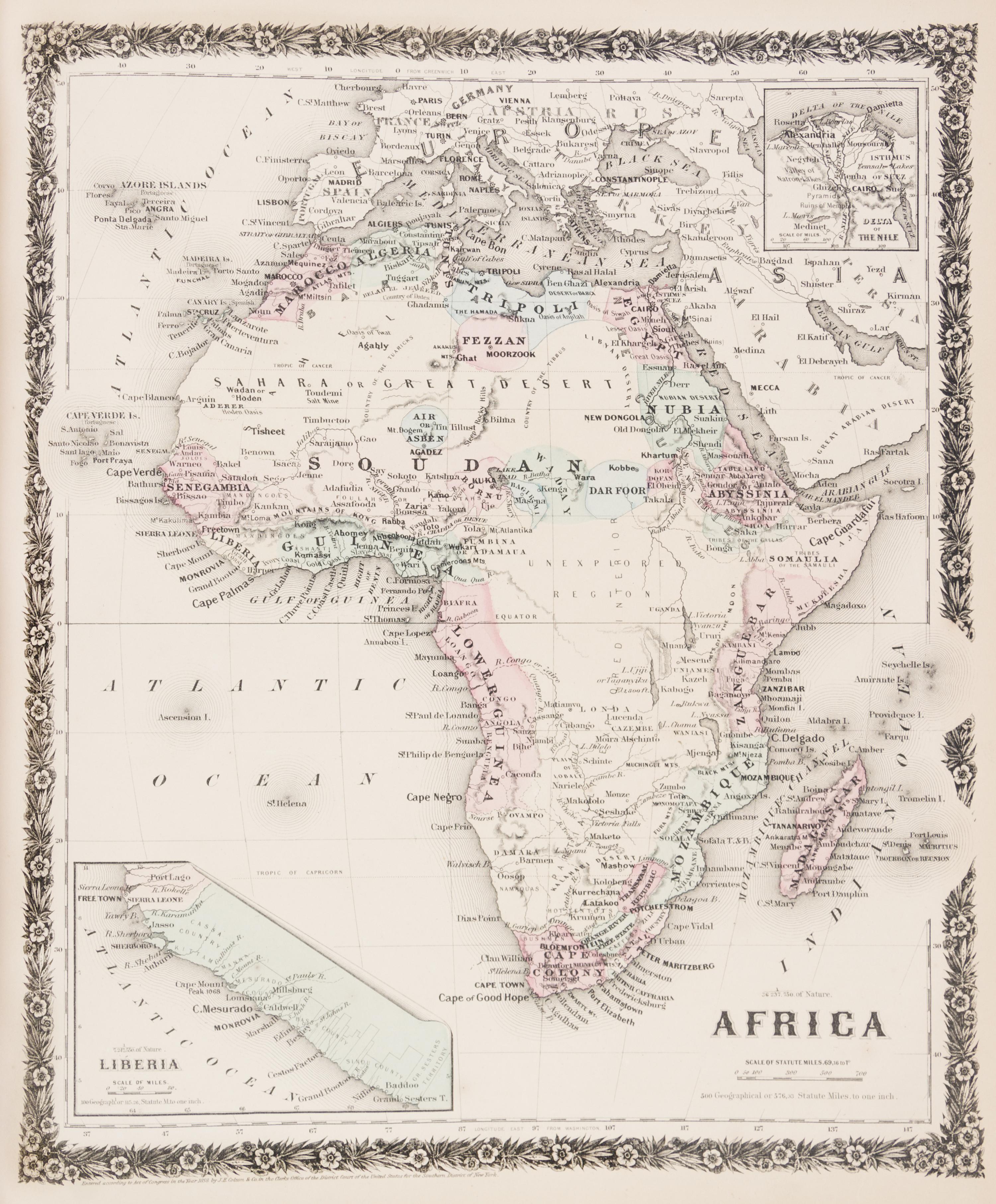 (ATLAS) COLTON, G.W. Colton's Illustrated Cabinet Atlas and Descriptive Geography. New York, 1862.