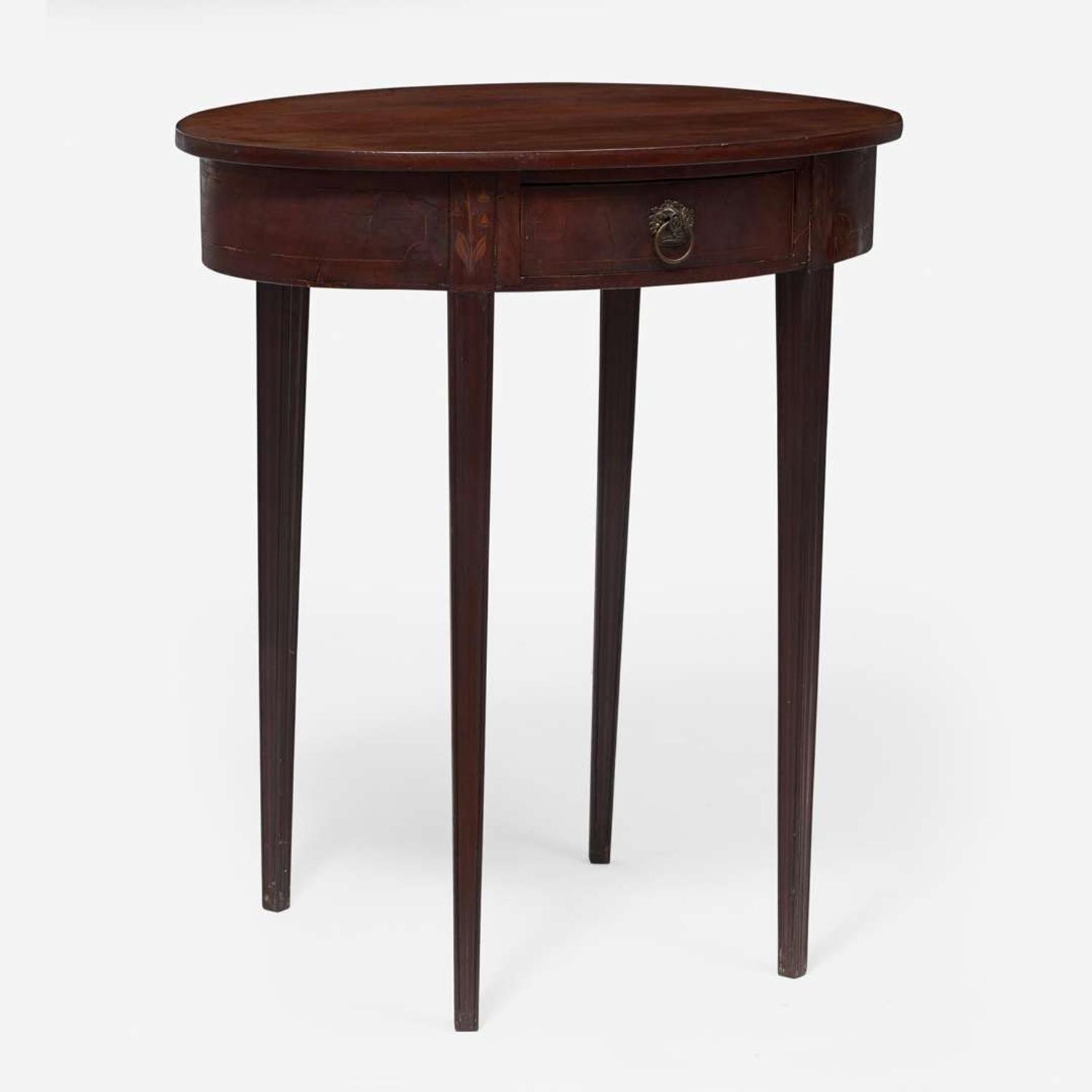 A Federal inlaid mahogany single-drawer stand Possibly workshop of Adam Hains (1768-after 1820), Philadelphia, PA, circa 1810