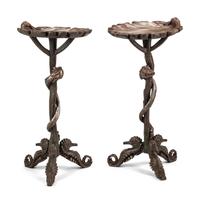 A Pair of Venetian Grotto Style Paint Decorated Stands