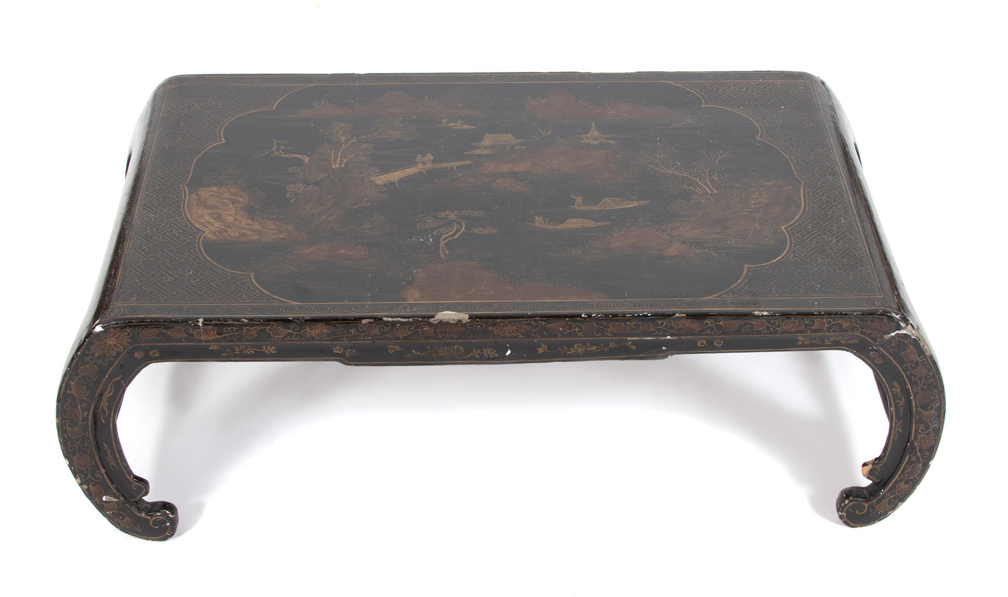 A Chinese Export Gilt-Decorated Black Lacquer Low Table — MID 19TH CENTURY