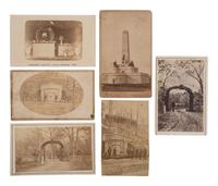 [LINCOLN, Abraham (1809-1865)]. A group of 6 CDVs of Lincoln's tomb and Oak Ridge Cemetery in Springfield, IL.