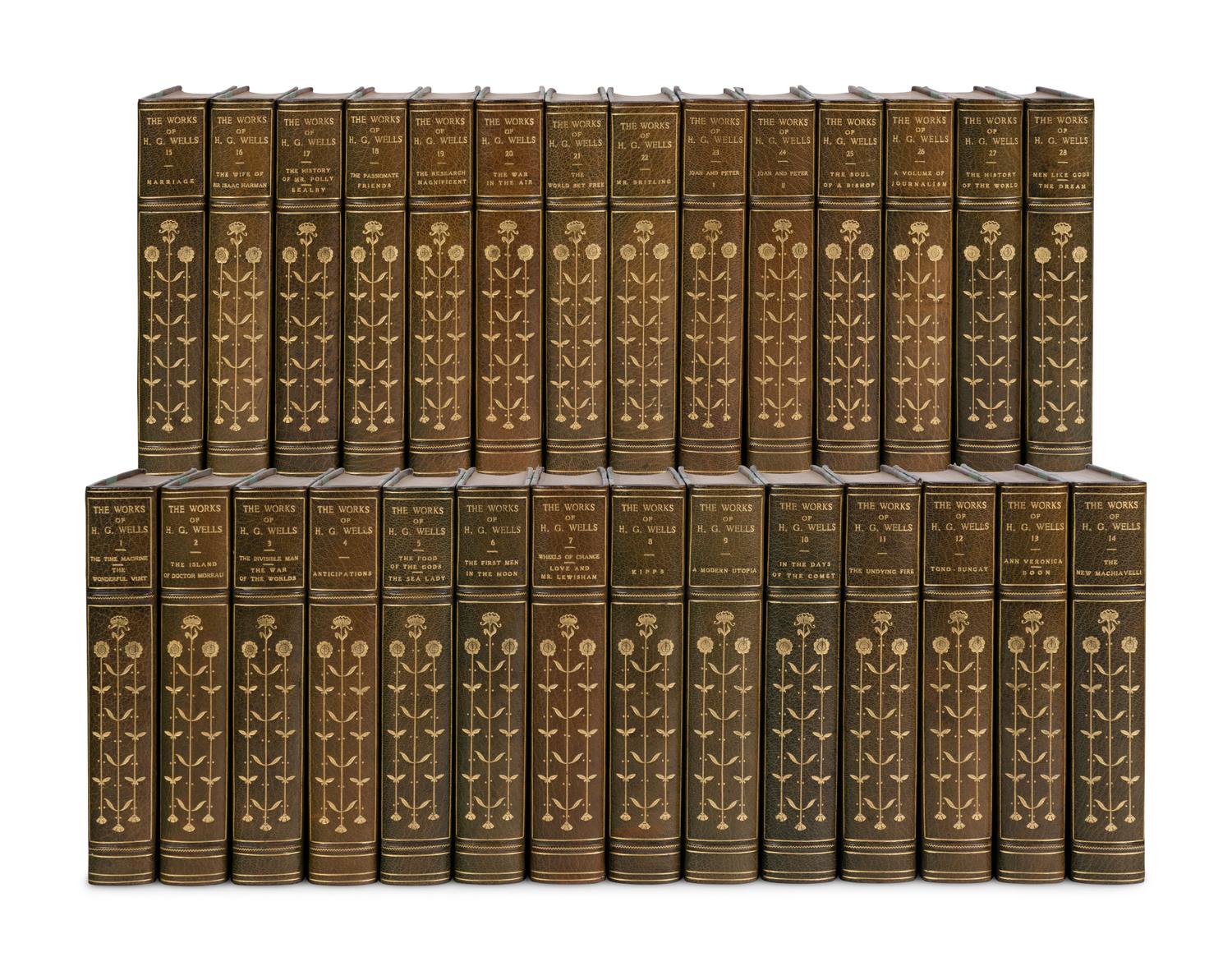 [BINDINGS]. WELLS, H.G. (1866-1946). Works . New York: Charles Scribner’s Sons, 1924-27.