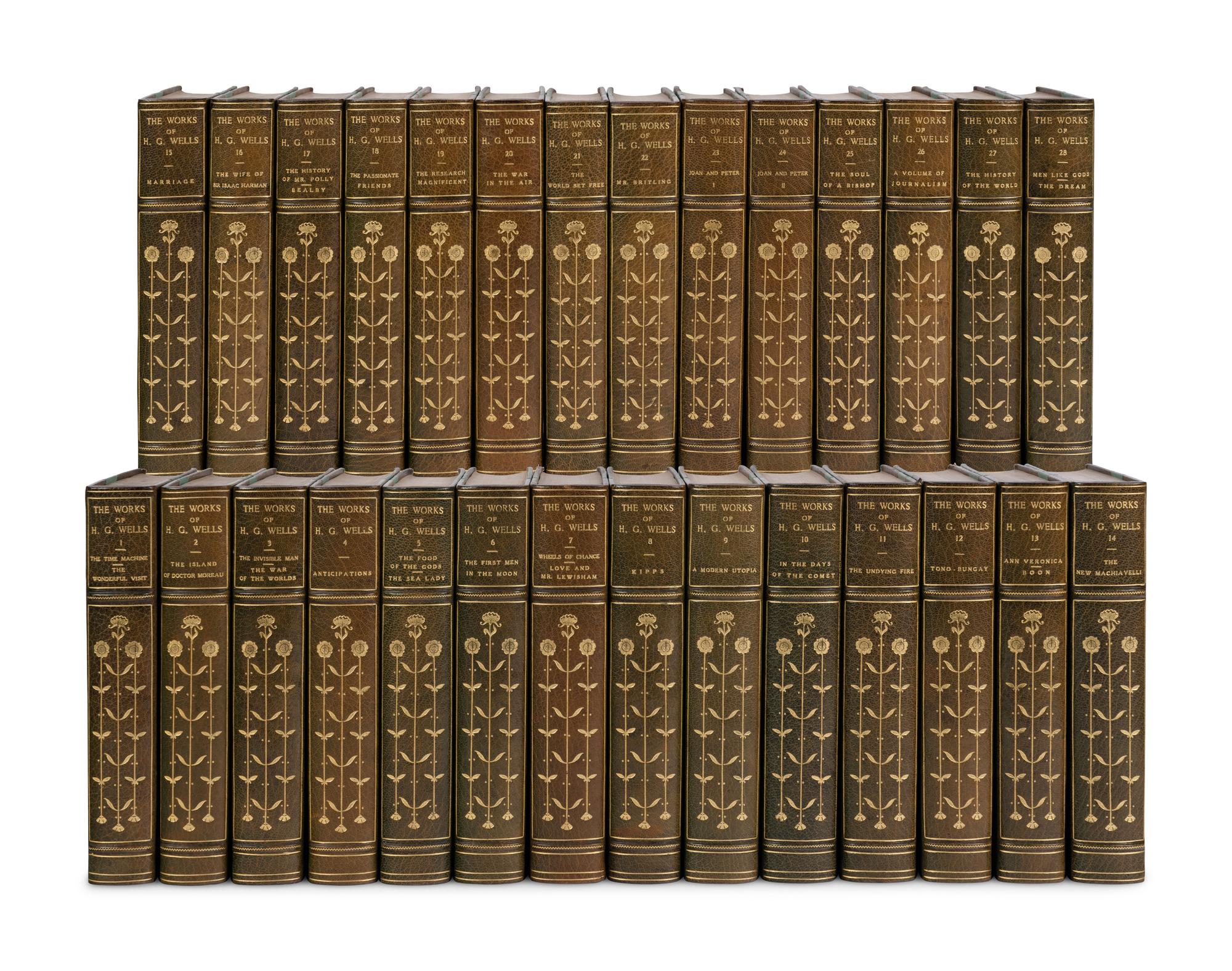[BINDINGS]. WELLS, H.G. (1866-1946). Works . New York: Charles Scribner’s Sons, 1924-27.