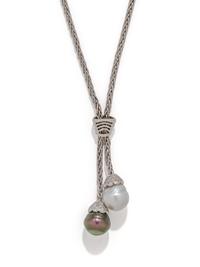 WHITE GOLD, DIAMOND AND CULTURED PEARL NECKLACE