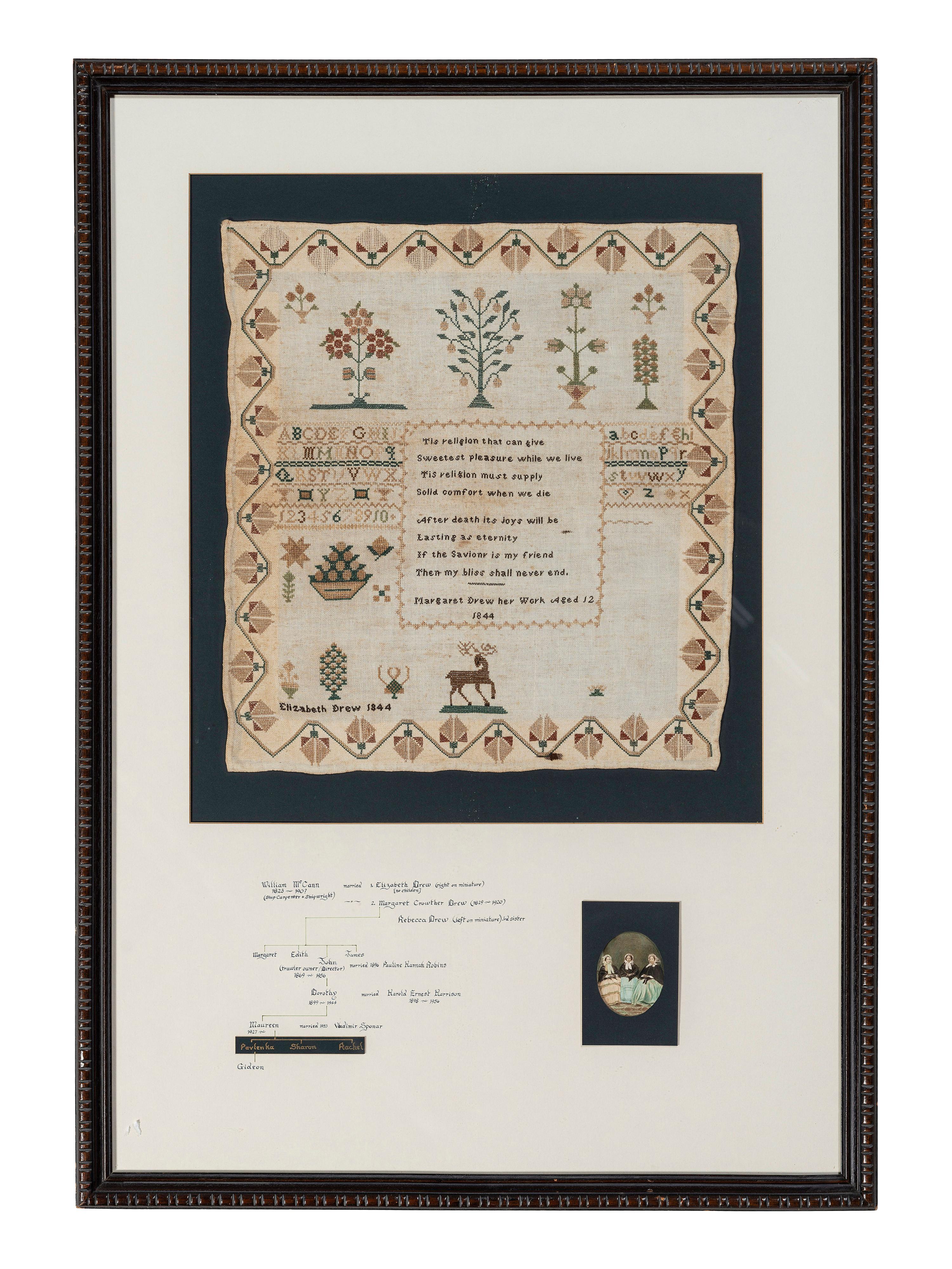 An English Needlework Embroidered Schoolgirl's Sampler