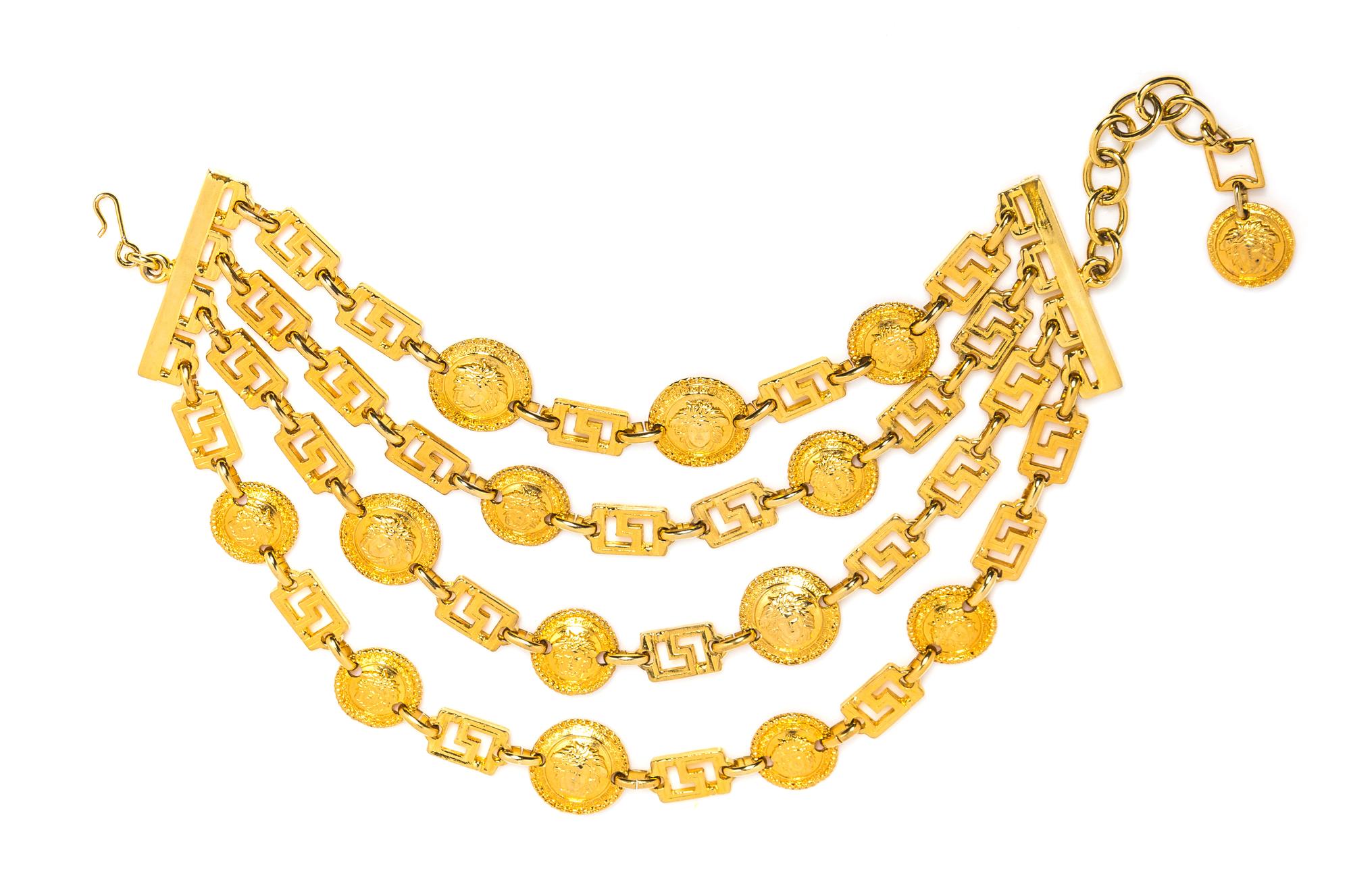 A Gianni Versace Four Strand Greco Link Choker, 13.5"- 17".