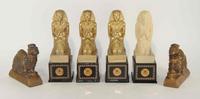 A Group of Six Pottery Figures Height of tallest overall 13 inches.