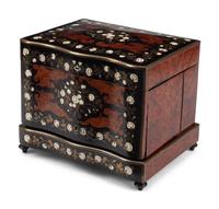 A French Burl Amboyna and Brass-Inlaid Cave à Liqueur