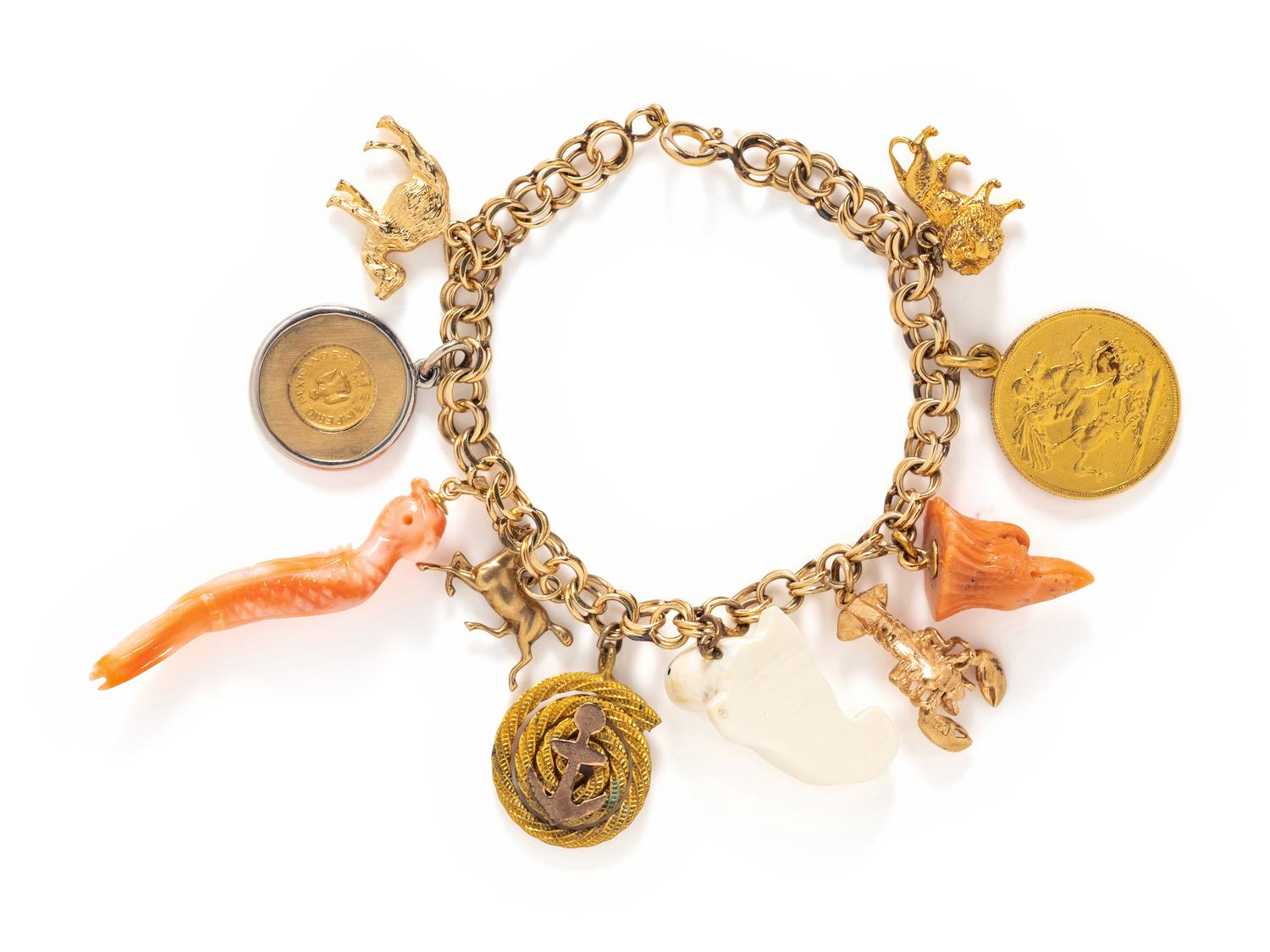 YELLOW GOLD CHARM BRACELET
