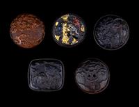 Five Japanese Carved Wood Netsuke