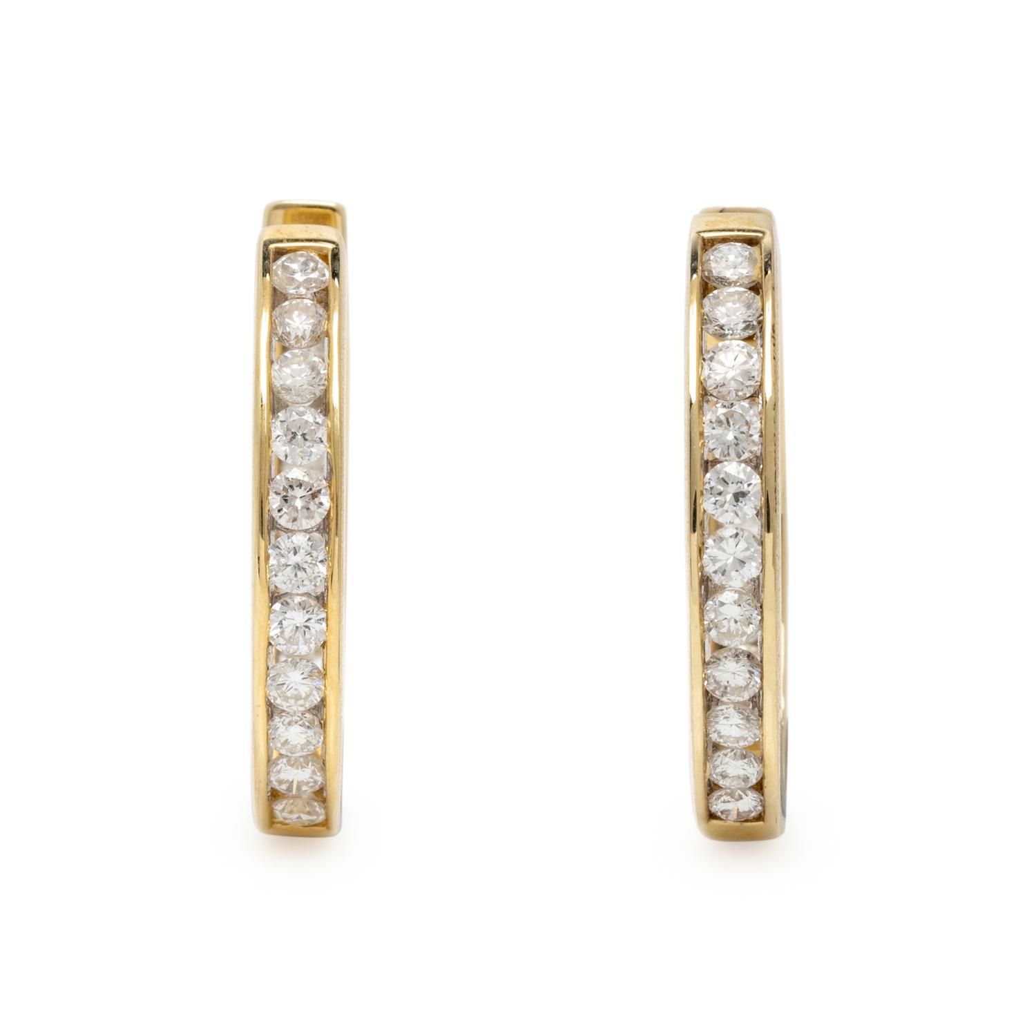 UPDATE CATALOGING - DIAMOND AND YELLOW GOLD HOOP EARRINGS