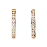 UPDATE CATALOGING - DIAMOND AND YELLOW GOLD HOOP EARRINGS