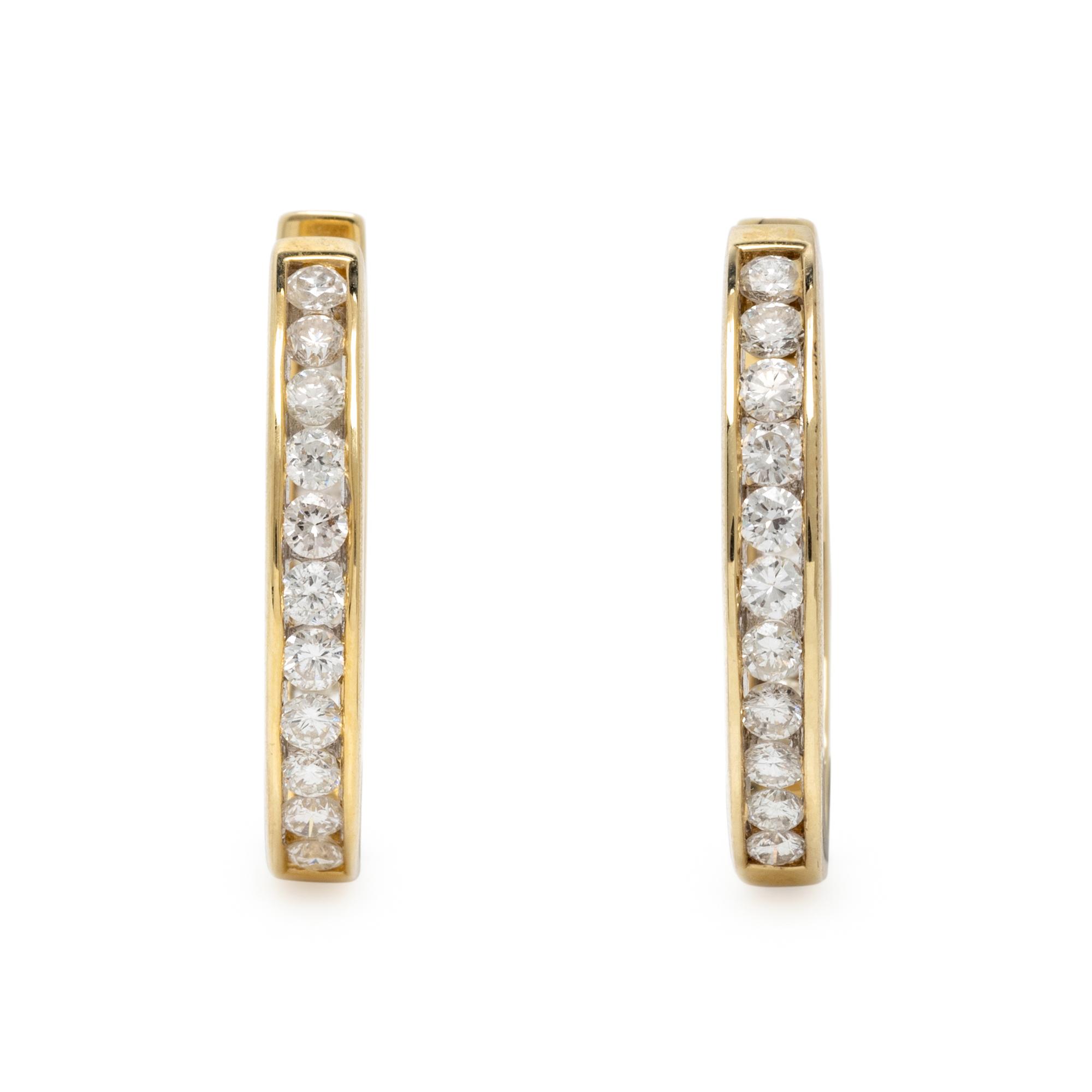 UPDATE CATALOGING - DIAMOND AND YELLOW GOLD HOOP EARRINGS