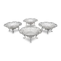 A Set of Four Scottish Edwardian Silver Reticulated Bowls