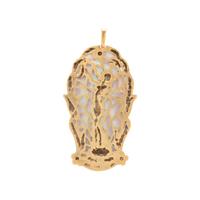 YELLOW GOLD, DIAMOND AND PLIQUE-A-JOUR PENDANT