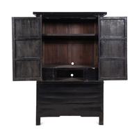 A Chinese Black Lacquered Elm Cabinet