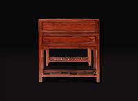 A huanghuali and mixed hardwoods double-pedestal desk 黃花梨及硬木桌一件