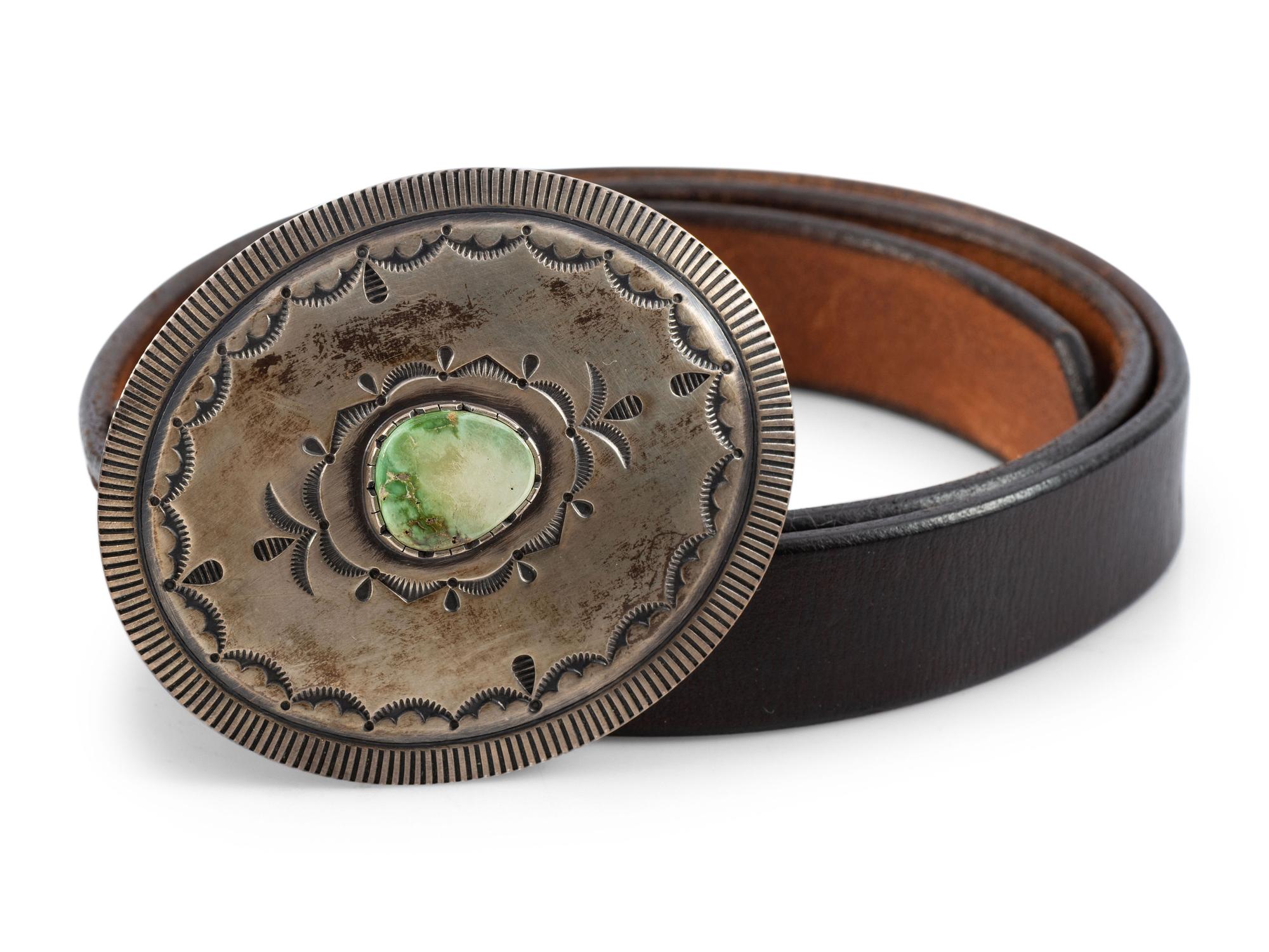 Sterling Silver and Turquoise Belt Buckle