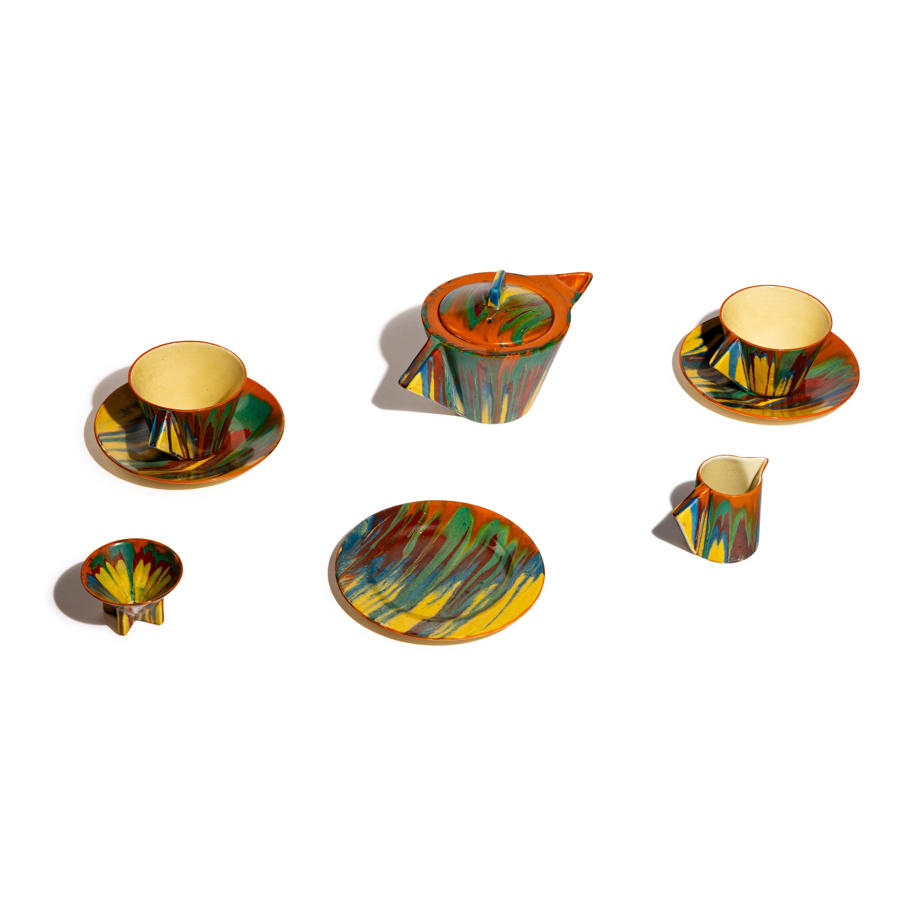 Clarice Cliff (English, 1899-1972) — Delecia Group of 6 items, c. 1930