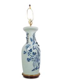 A Blue and White Porcelain Vase Mounted as a Lamp