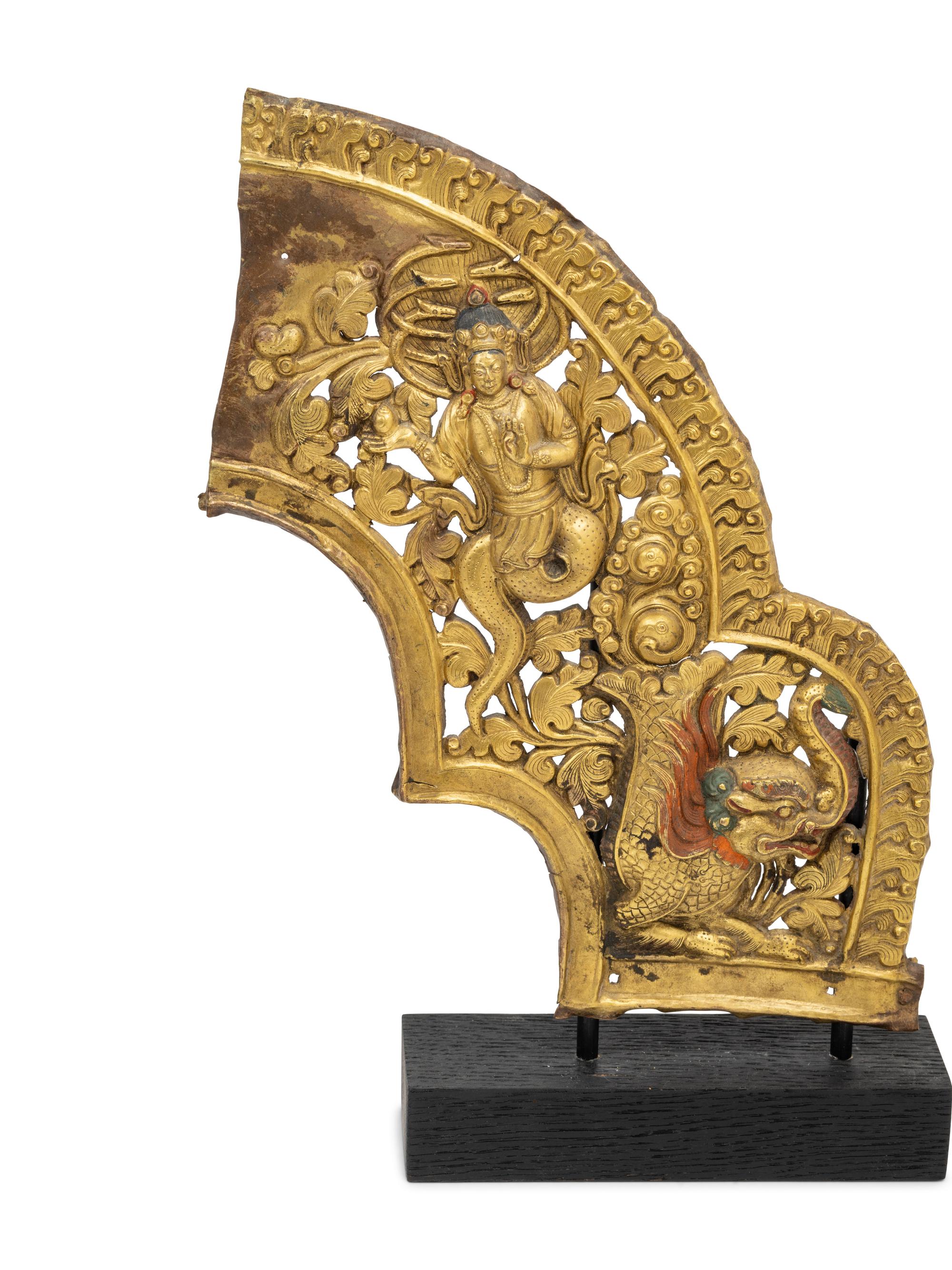 A Large Gilt Bronze Repoussé Mandala
