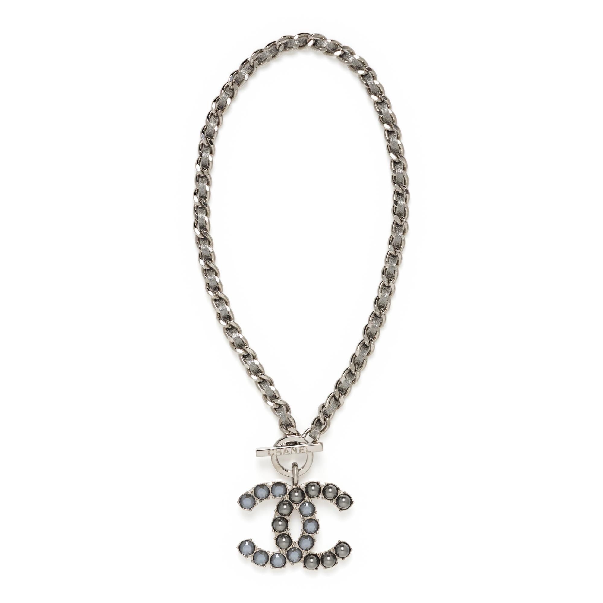 Chanel, Chain & CC Pendant Choker Necklace