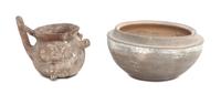 A Pre-Columbian Style Pottery Vessel Height of first 4 3/4 inches.