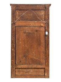 A North European Neoclassical Gouache Panel Inset Giltwood Mirror