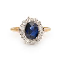 Sapphire, Diamond, and Bicolor Gold Ring
