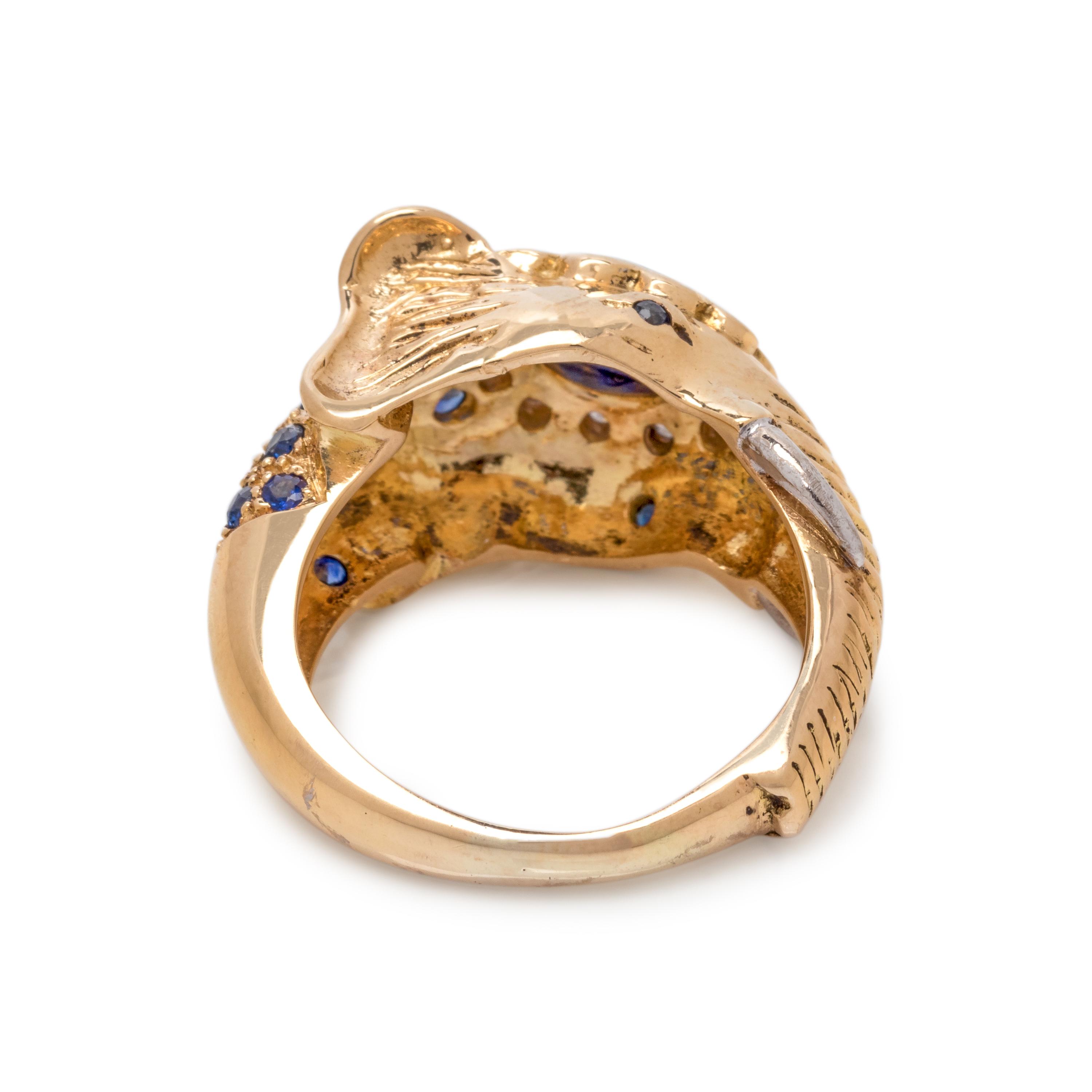 SAPPHIRE AND DIAMOND ELEPHANT RING