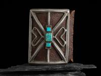 Navajo Sandcast Silver and Turquoise Ketoh, with Hearts