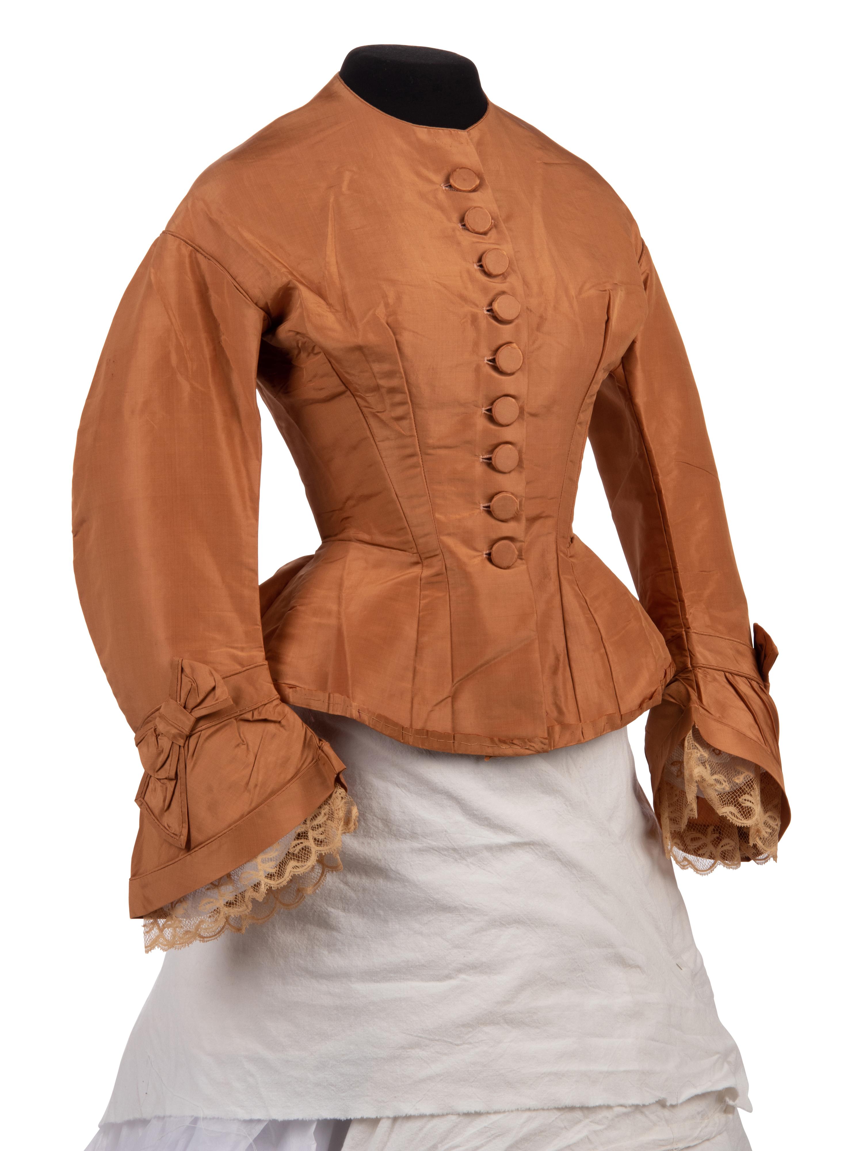 Two Silk Taffeta Day Dresses, 1870s