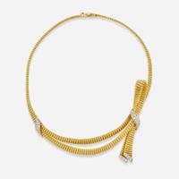 A 14K Yellow Gold and Diamond Necklace