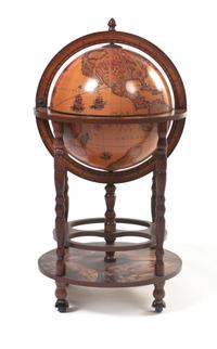 A Georgian Style Library Globe Form Bar Cabinet, Height 36 1/2 inches.